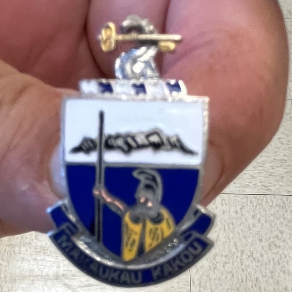 Vintage 298th Regiment Unit Crest (Makaukau Kakou) pin - Picture 3 of 5